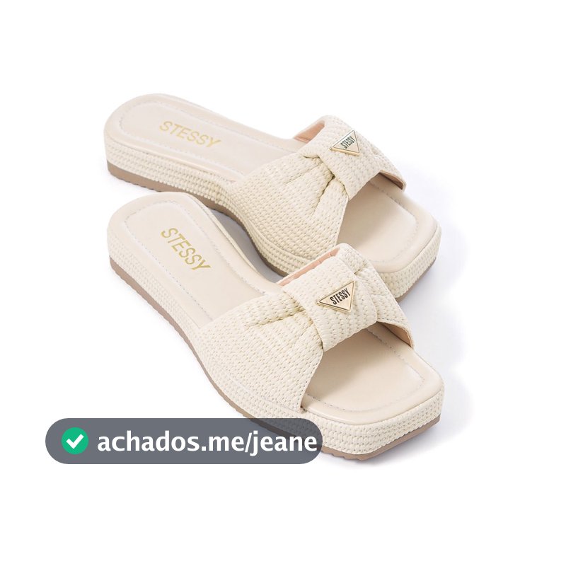 Sandália Feminina Tamanco Feminino Papete Flat Confortável Juta Detalhe Confortável