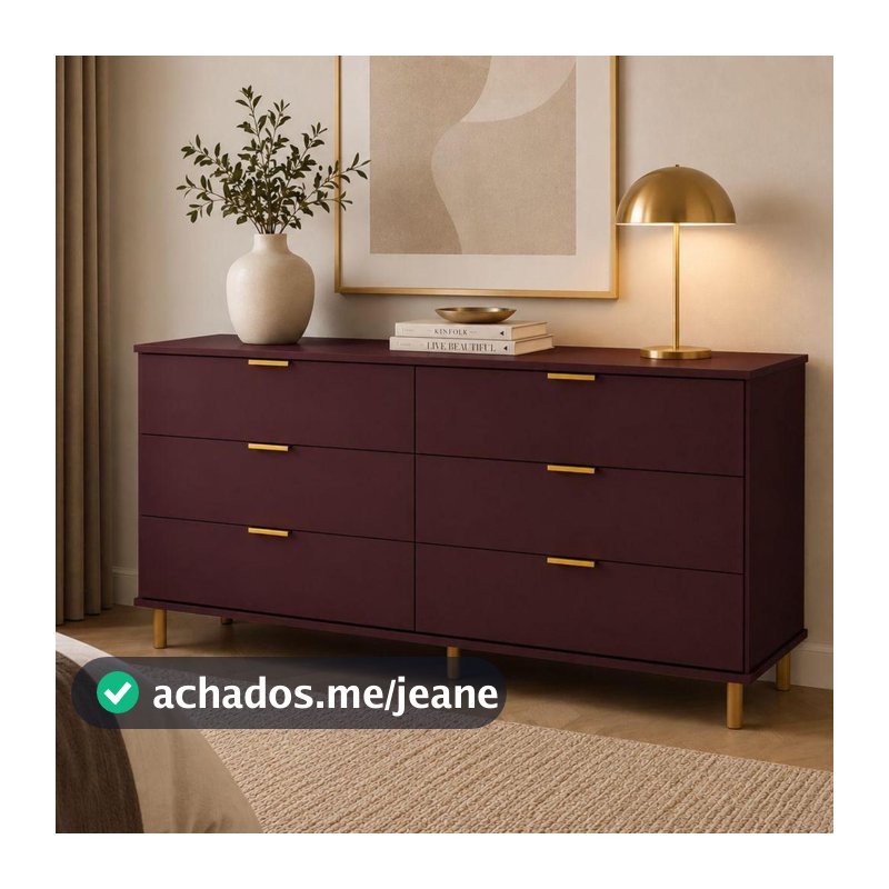 Cômoda Ditália 6 Gavetas DM-243 Vinho