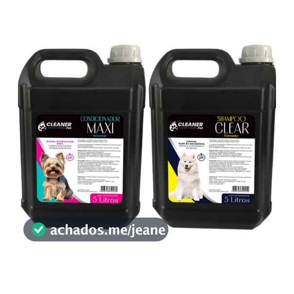Kit Shampoo Profissional para Cachorro Branqueador 5 Litros + Condicionador 5 Litros Clareador Banho e Tosa UP Clean