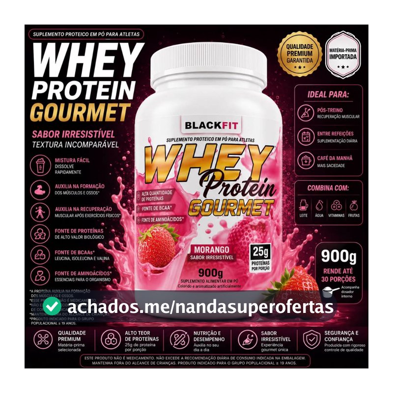 Whey Protein 900g Muito Barato Bom e Saboroso - Massa Muscular Academia Fitness Treino Tênis Camiseta ENVIO RAPIDO