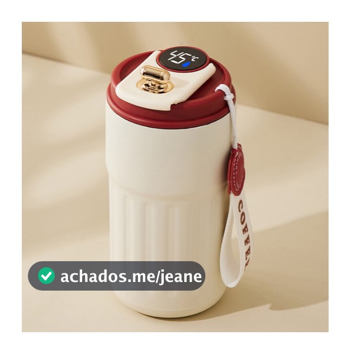 Copo Térmico Cafe  Inox Portátil com tampa,420ml, Com LED Temperatura Antivazamento