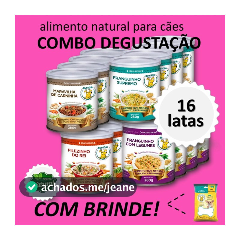 Kit Delícia Ração Úmida NutriCão Pet Food para Cães Sabores Carne Frango Alimento Natural