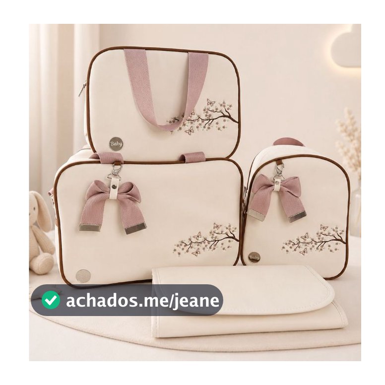 Bolsa Maternidade kit com 4 Peças impermeável Bordado Menina/Menino trocador