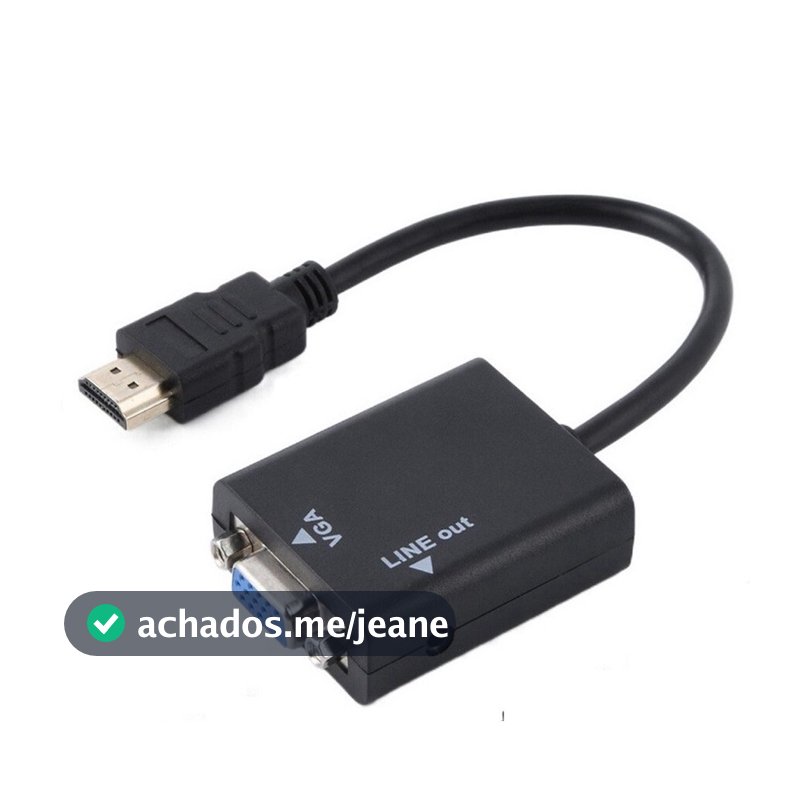 Cabo Conversor Adaptador Hdmi Para Vga Com Saída P2 Áudio
