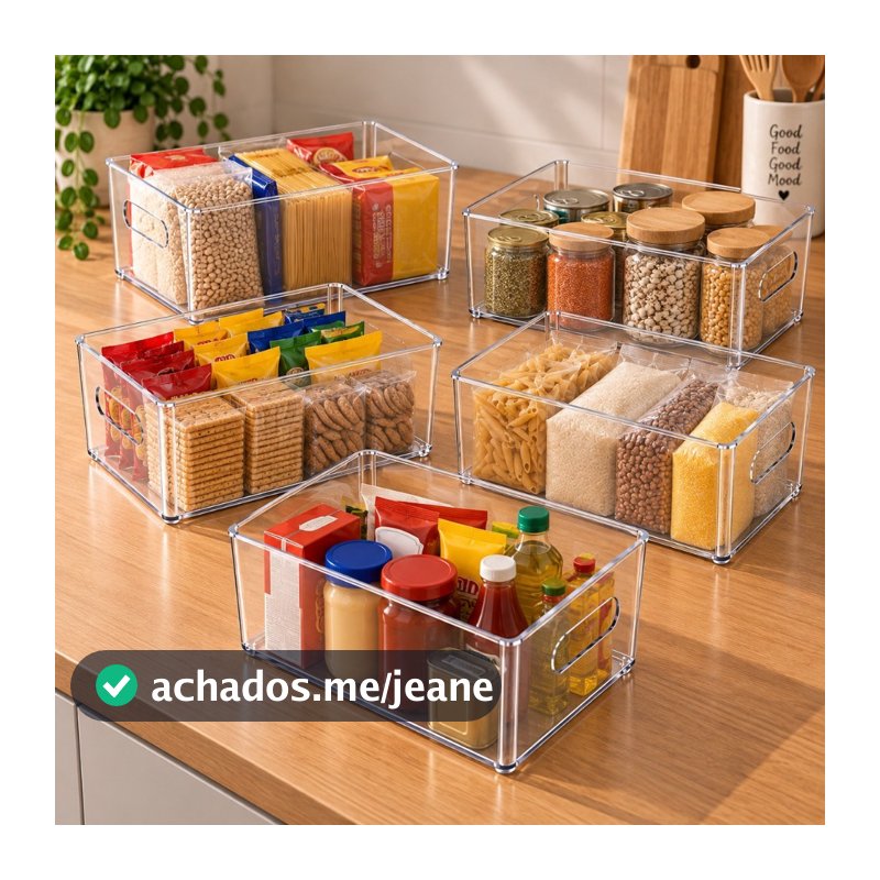 Kit 5 Caixa Cesta Organizadora Multiuso em Acrílico