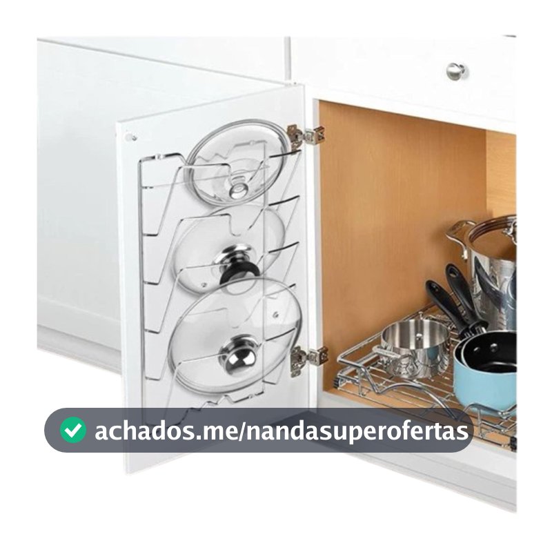 Suporte Moderno Para Tampa de Panelas Organizar Seu Armário