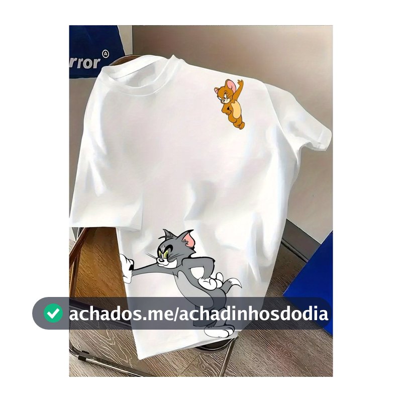 Camiseta Premium P ao G5 Plus Size 100% Algodão Estampa Divertida Tom e Jerry Streetwear