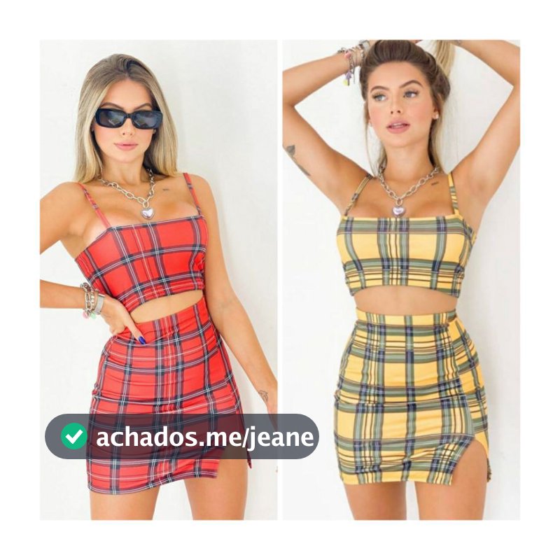 Conjunto Gringo Xadrez Saia fenda e Top Cropped Vermelho Preto Aesthetic Moda Blogueira Festa Junina
