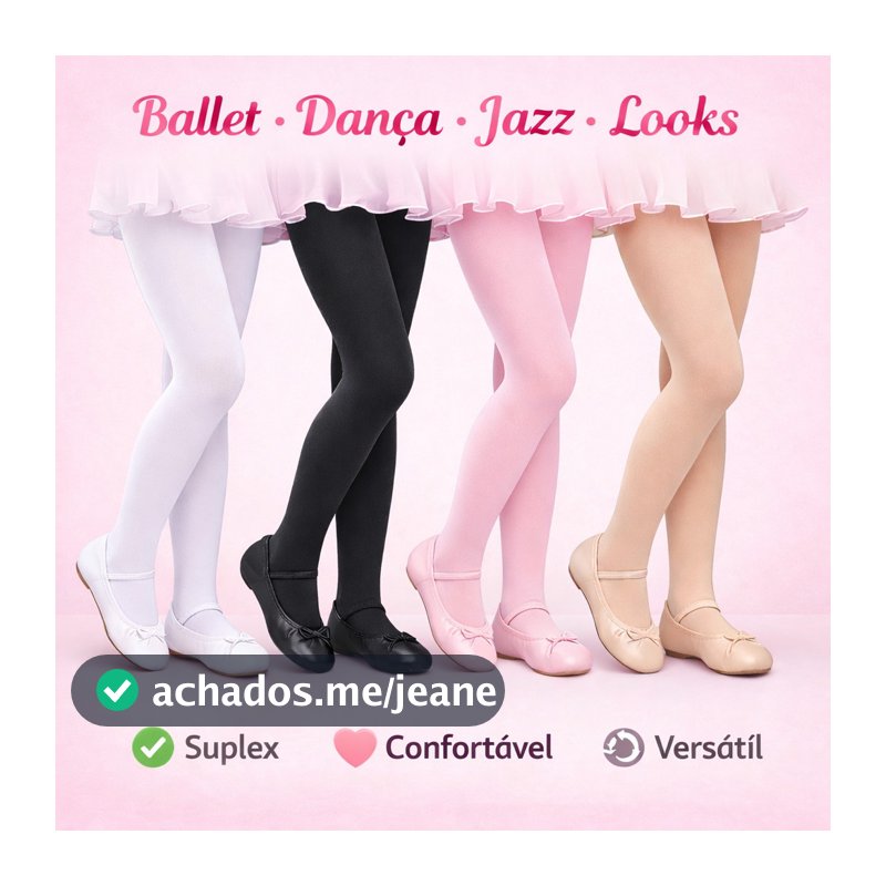 Meia Calça Infantil Menina Suplex para Ballet Dança Jazz Confortável