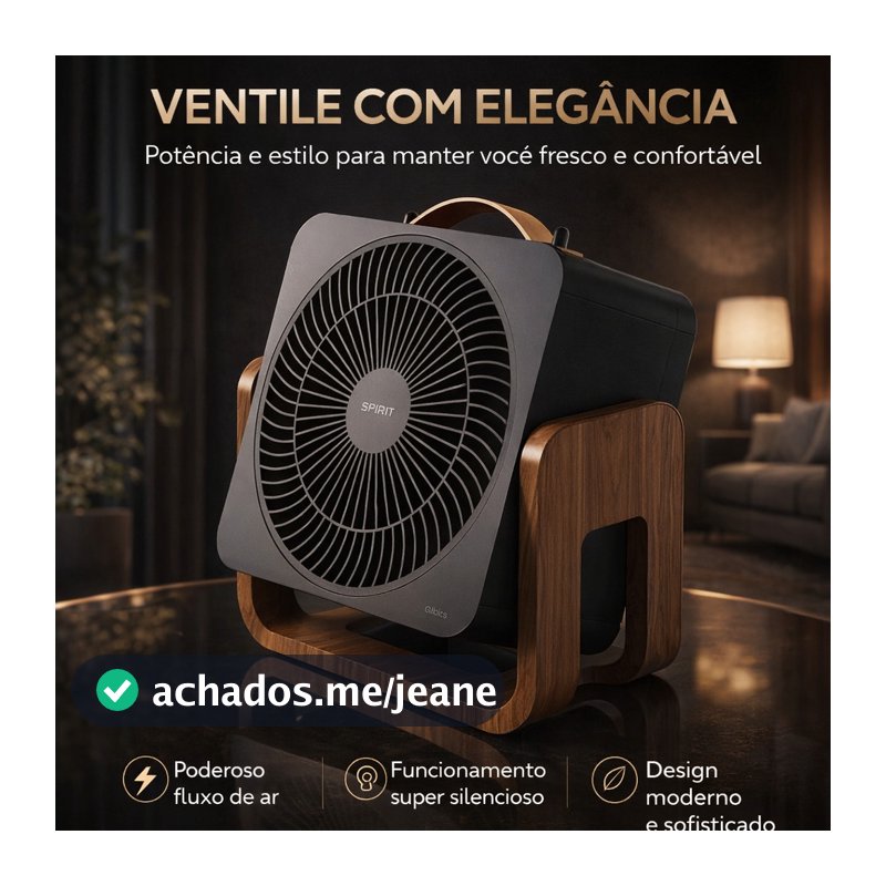 Circulador de Ar Portátil Spirit Cubics Preto Tabaco 35W 3 Velocidades