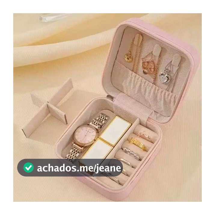 Porta Joias Rosa Bolsa Viagem Organizador Brincos Anéis Compacto