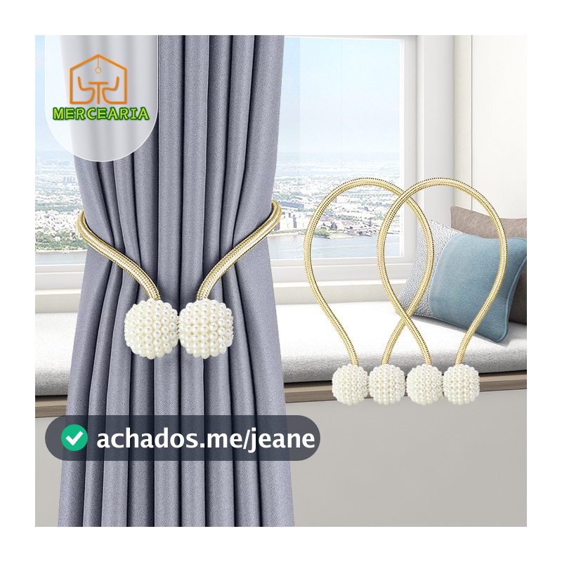 4 Pcs Langsir Ímã Cinto De Cortina De Tecido Corda Imitação De Pérolas Fivela Soco Livre De Volta Clipe