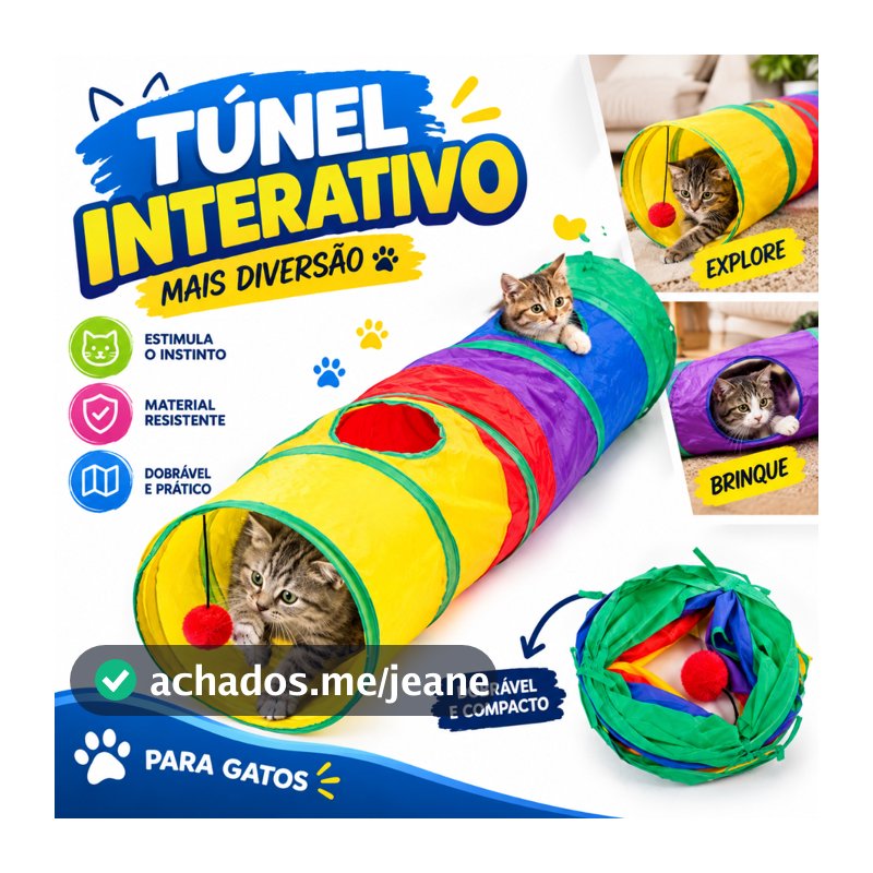 Brinquedo Para Pets Túnel Labirinto Para Gatos Colorido