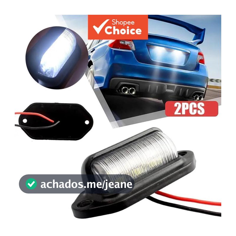 2 peças de luz branca de 6 LEDs para placa de carro para SUV, caminhão, trailer, van - lâmpada de degrau para placa