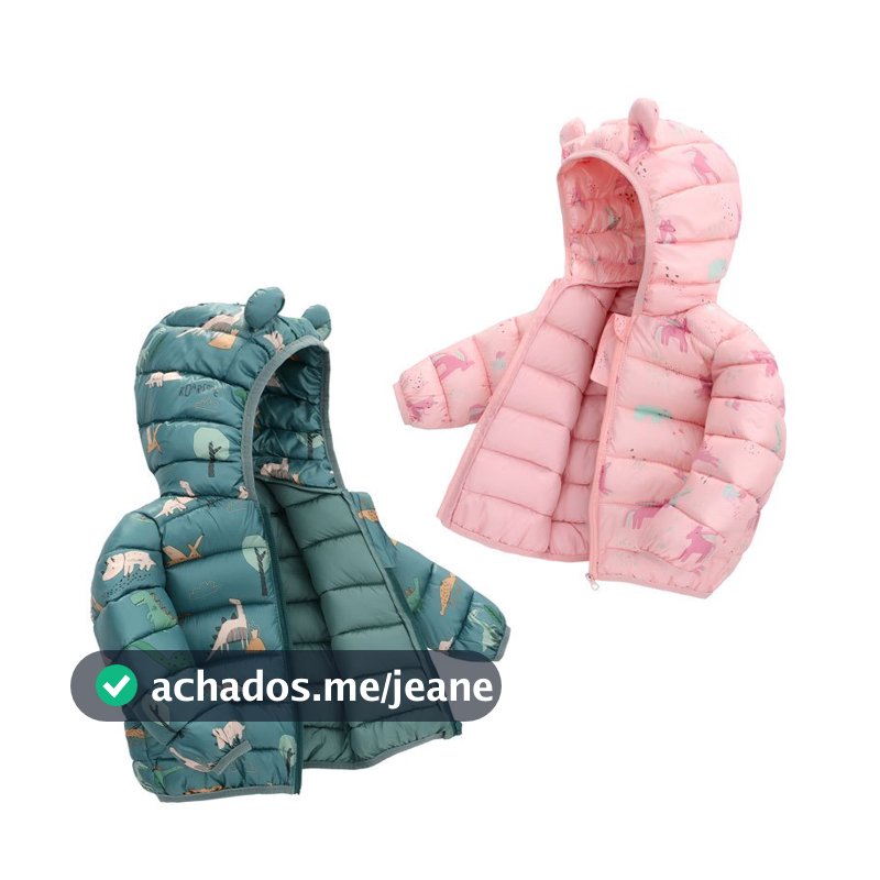 Jaqueta Puffer Infantil Meninos Meninas Inverno Quente Desenho Animado Jaqueta Leve