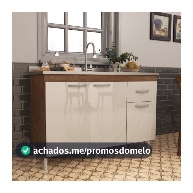 Balcão de Cozinha INDEKES Pia de 120cm Sem Tampo Suiça POP SHARK MOVEIS 3 Portas 1 Gaveta