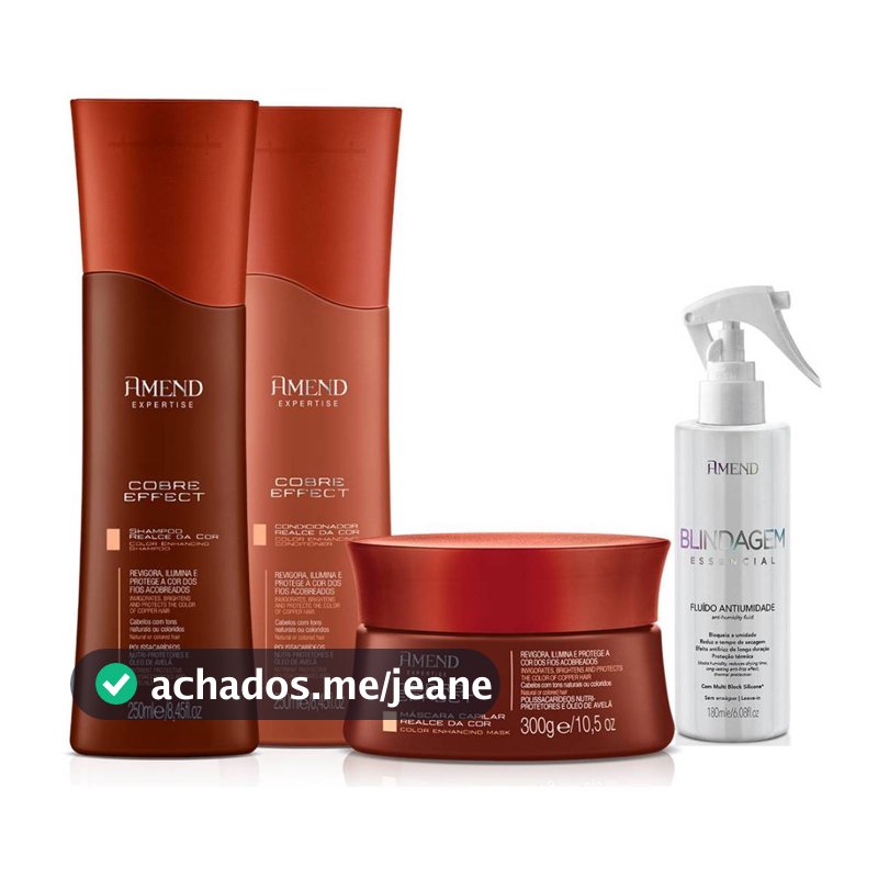 Sh Cobre Effect 250ml + Cond Cobre Effect 250ml + Masc 300g + Fluido Blindagem Essencial 180g