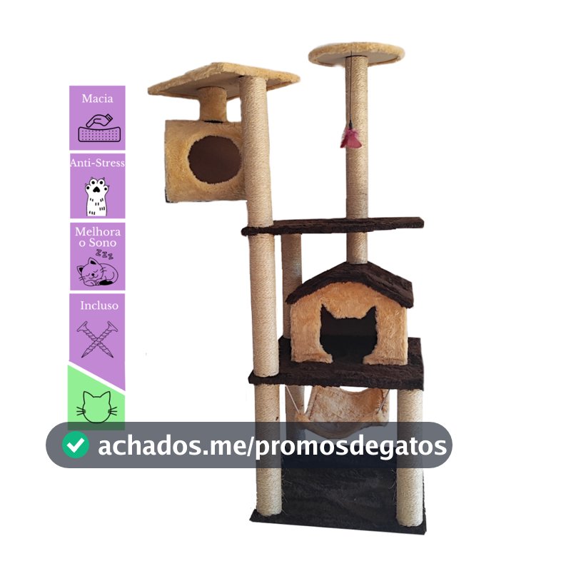 Casinha Arranhador Rede Túnel Gatos Toca Torre Poste Sisal Paraíso Pet