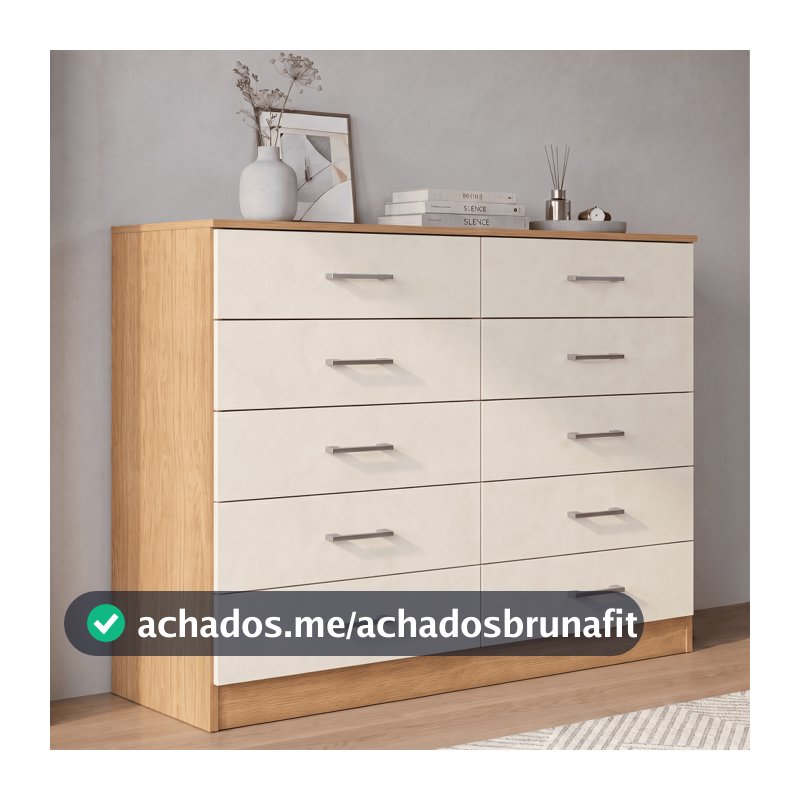 Cômoda 10 Gavetas 120cm Caribe Armário Gaveteiro Organizador Quarto Casal Closet Moderna - Blue Moby