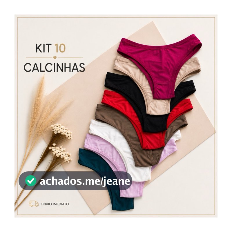 Kit 10 Calcinha Tanga Conforto Microfibra Forro 100% Algodão Lingerie Feminina