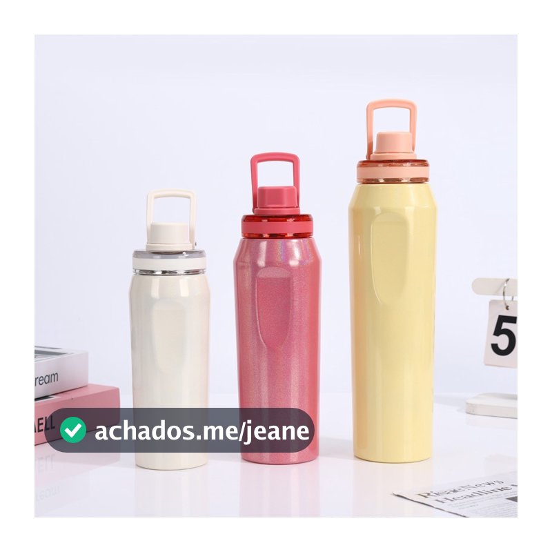 Garrafa Térmica 1000ML 800ML Inox Premium Tampa Antivazamento Bico Rosqueável Bebida Quente Fria
