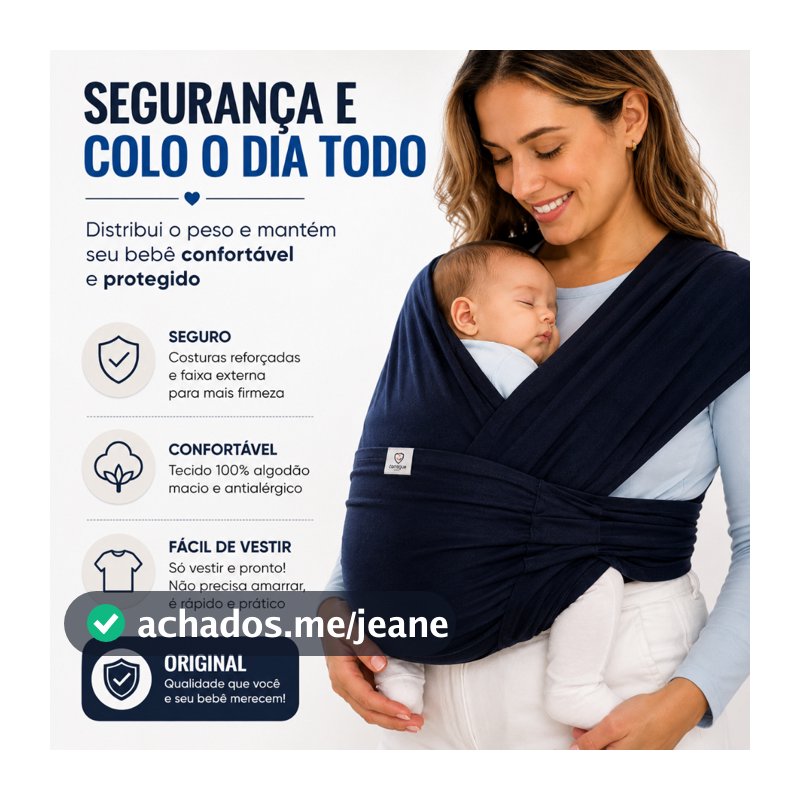 Sling Canguru Ergonômico Porta Bebê 100% Algodão Recém-Nascido Prático e Seguro De Vestir