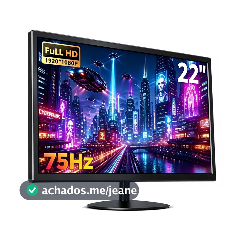 Monitor LED 22 Polegadas 19201080 FULL HD com 75Hz e 6ms Furação Vesa HDMI e VGA VESA - Furação Vesa, 110V-220V