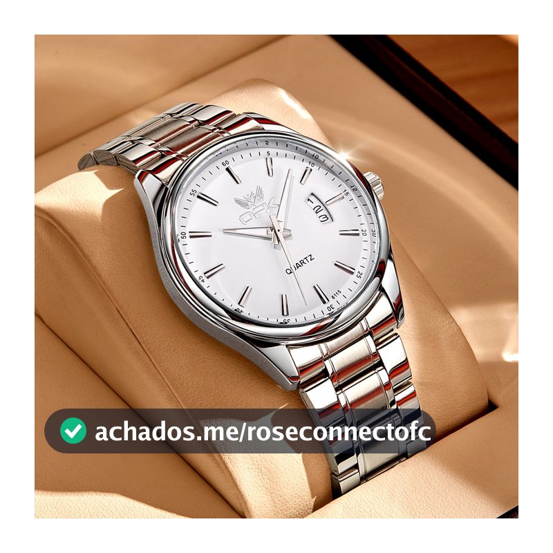 OPK Relógio Masculino Original Prata Branco À Prova D'água Impermeável de quartzo aço Inoxidável Luminos 6010