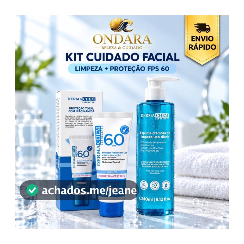 Kit DermaChem Protetor Facial FPS 60 40g + Espuma de Limpeza 240ml
