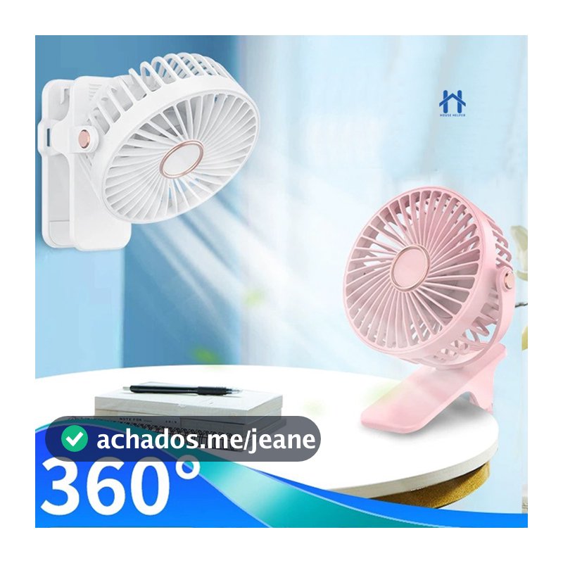 Mini Ventilador Recarregável com Clip Prendedor 3 Velocidades para Mesa com Qualidade
