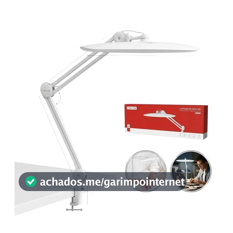 Luminaria De Mesa Led Articulada 24w Bivolt Tomate Mlg-166 cor branco