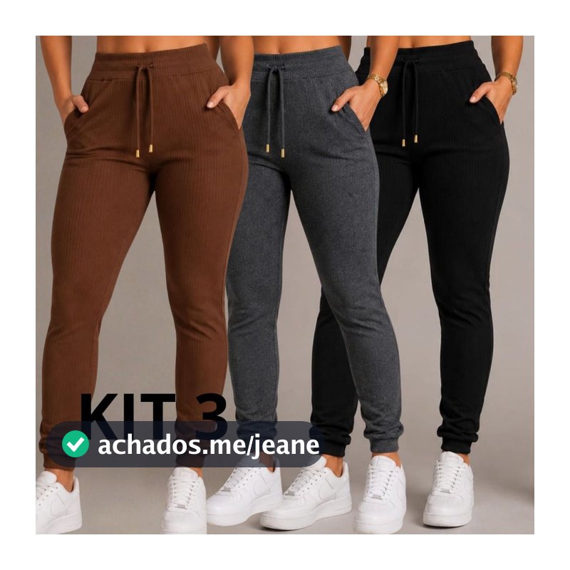 Kit 3 Calça Feminina Plus Size Joguer }Pantalona Extra Grande Roupas Gordinhas Montaria Fler Skinny Leg Jeans Cós Alto