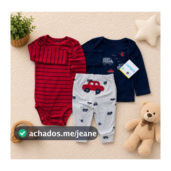 Trio Carters Body, Camiseta e Calça Carrinhos Meia Estação