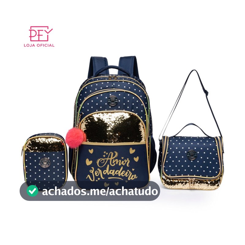 Kit Mochila Escolar Infantil Feminina Volta às Aulas Lancheira Térmica Estojo Original School Backpack