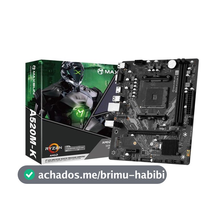 Placa Mae Maxsun Challenger A520M-K DDR4 Socket AMD AM4 M-ATX Chipset AMD A520, MS-CHALLENGER-A520MK