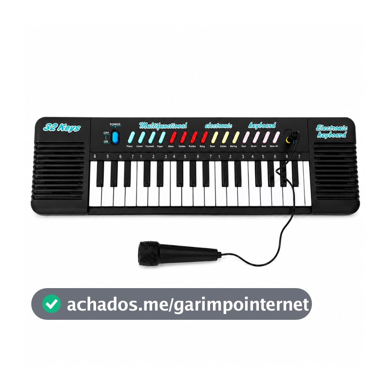 Teclado Musical Infantil 32 Teclas com Microfone Piano Karaokê Crianças Brinquedo