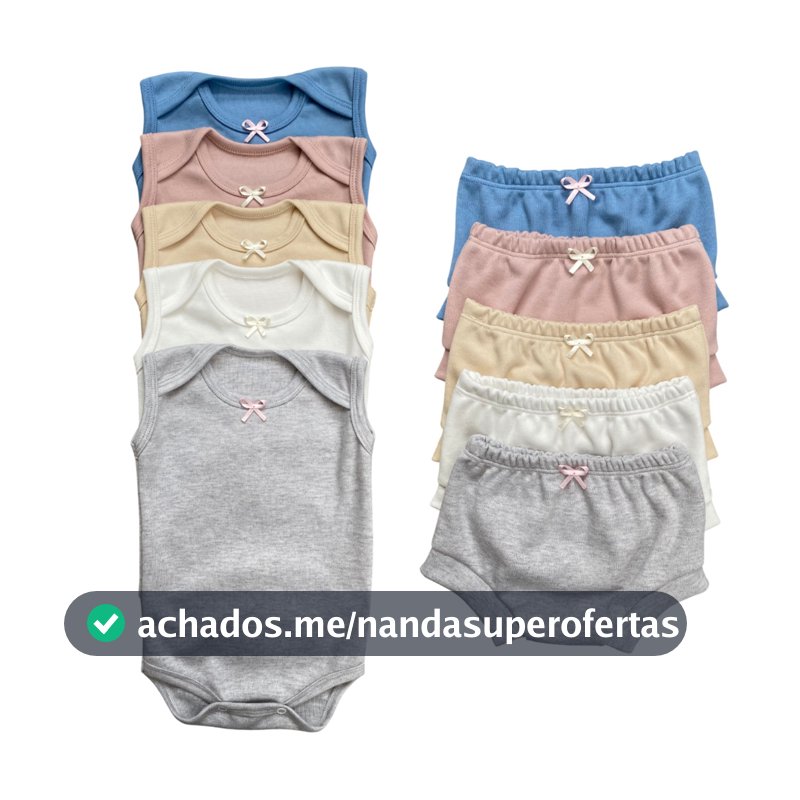 Kit Conjunto 2 Body Sem Manga + 2 Tapa Fralda Bebê Gola Envelope Menino Menina 0 a 18 meses