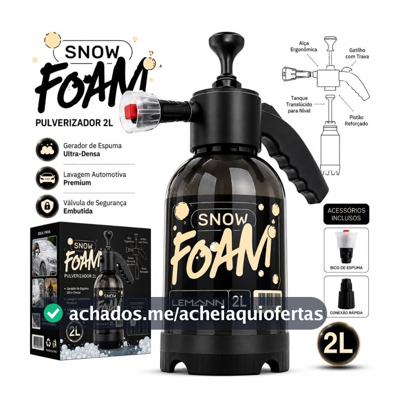 Snow Foam Pulverizador Manual Borrifador Alta Pressão 2 Litros Com 2 Bicos Espuma Automotivo Lavagem Carro Moto Limpeza