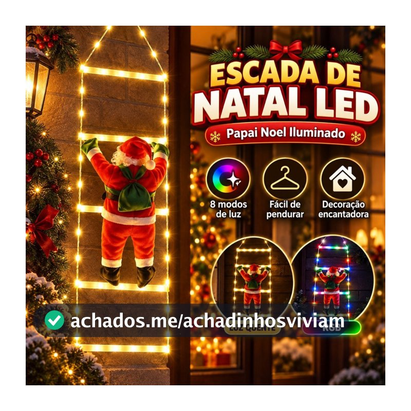 Luzes de escada de Papai Noel, luzes fantasmas de Papai Noel, luzes de corda RGB, decoração de Natal