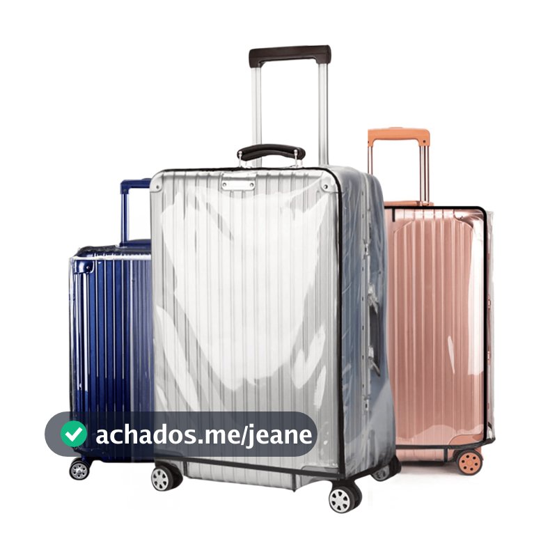 Capa Para Mala de Viagem Tamanho P M G - Plástico Grosso Transparente Protege Arranhão Risco Água