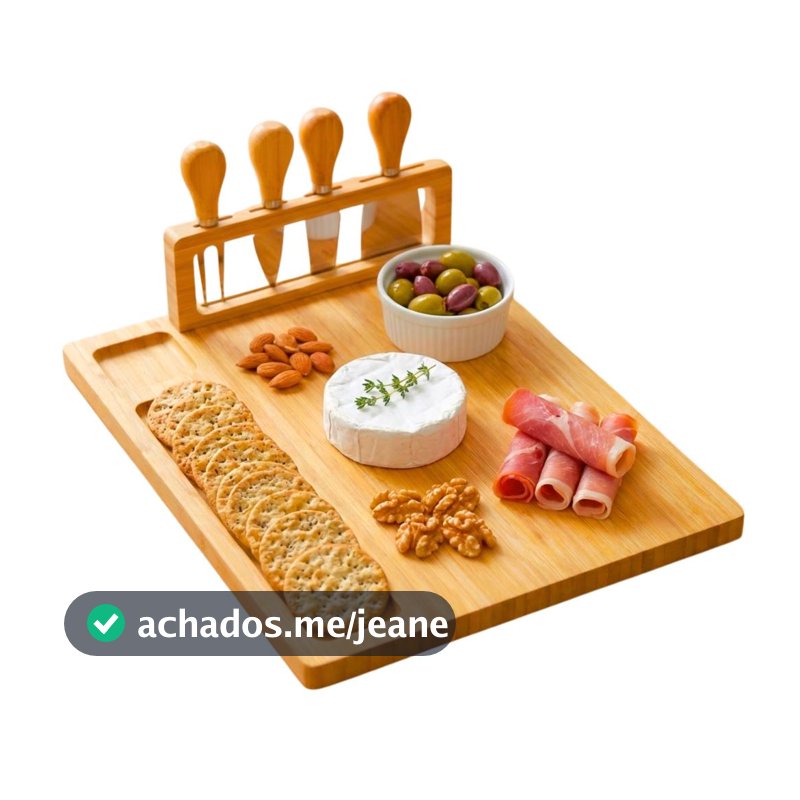 Kit Petisqueira Em Bambu + Facas E Garfos Tábua Ecoeden