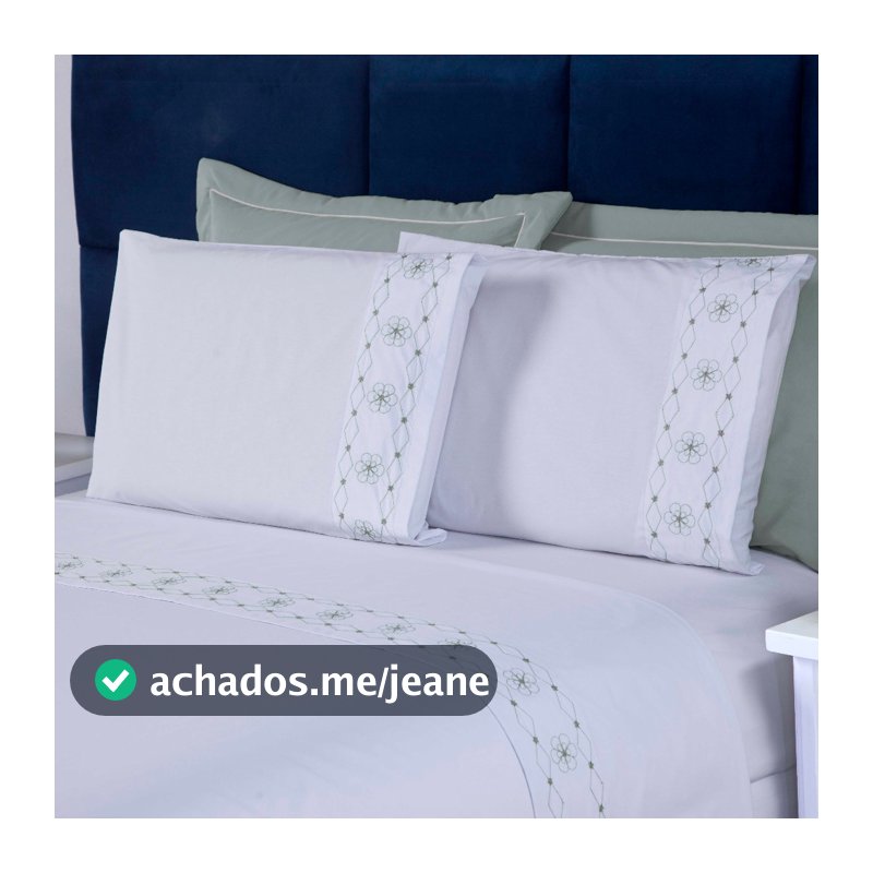 Jogo de Cama Lençol Percal 200 Fios Kit Roupa de Cama Casal Queen Bordado Quarto Luxo