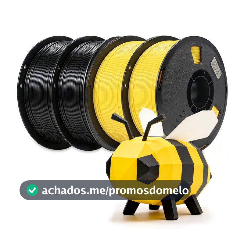 Filamento PLA  Premium 4Kg 1,75mm Efeito Aveludado Impressora 3D FDM  3D Oficial Preto e Amarelo