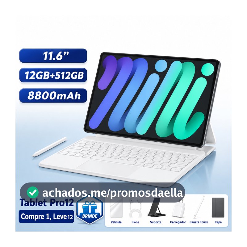 Tablet pad Pro12 5G tablet em promoção Android Para Estudo Trabalho 11.6 Polegadas 12GB RAM 512GB Com Teclado Bluetooth