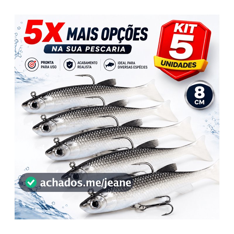 Isca Artificial Soft Bait Silicone Tucunaré Traíra Corvina Kit  1/5/10