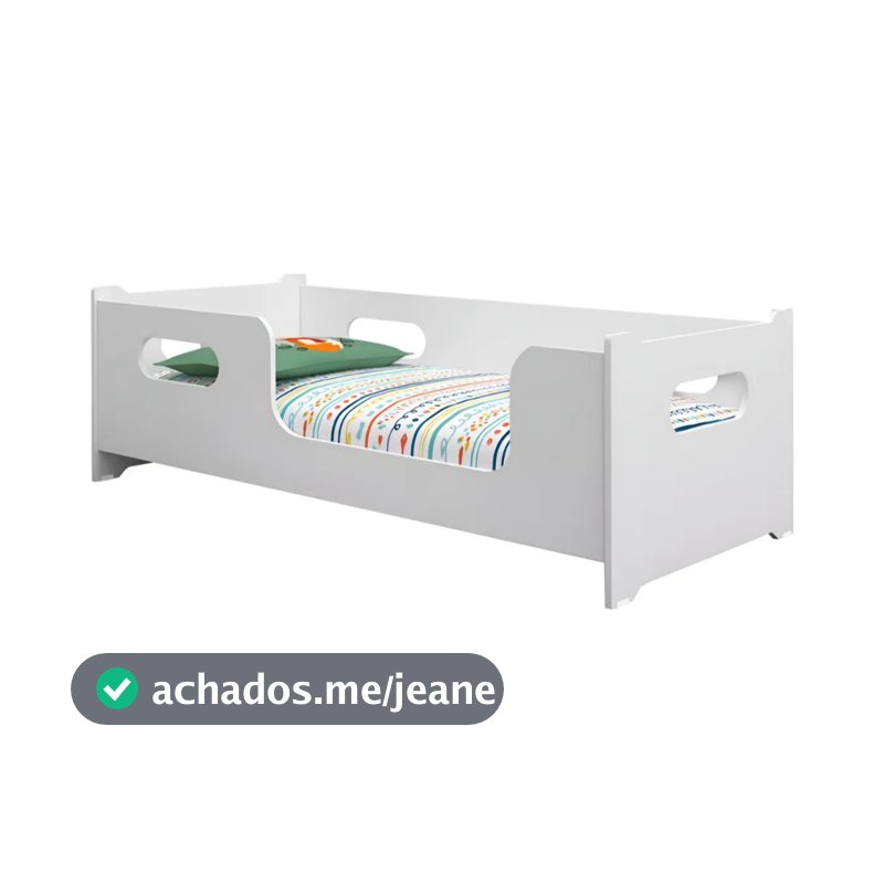 Cama Solteiro Montessoriana Moderna Com Grade De Proteção Encanto Quarto Da Criança Cor Branco