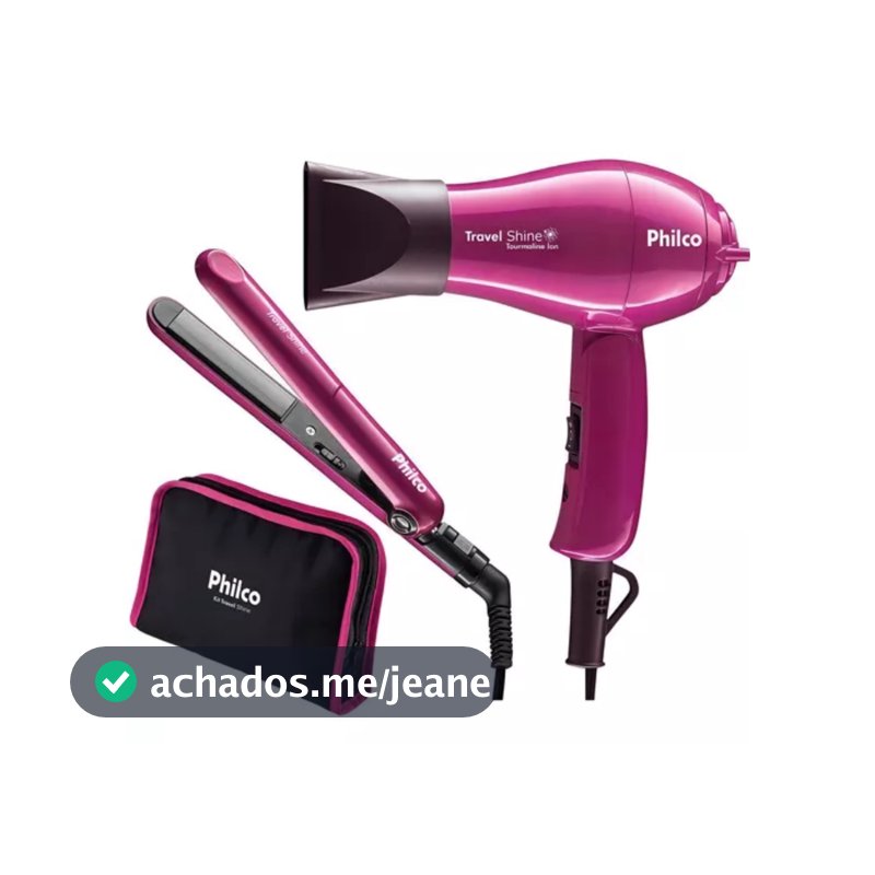 Kit Travel Shine, Secador E Chapinha, P/viagem Bivolt Philco