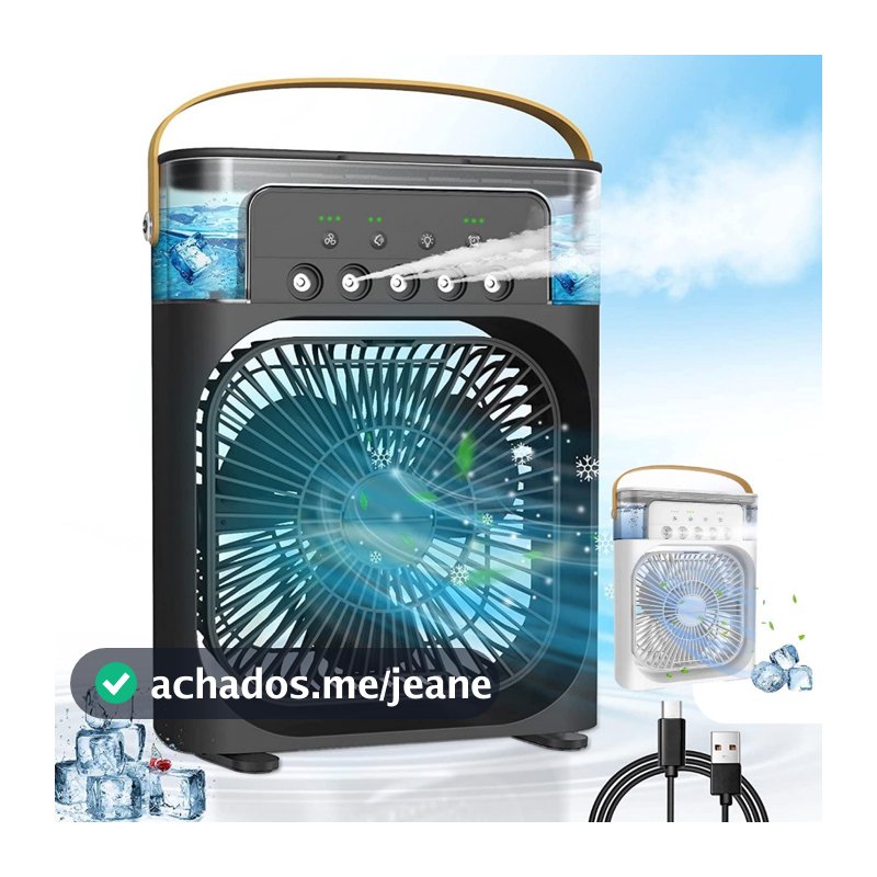 Mini Ar Condicionado Climatizador Umidificador Ventilador Portátil USB Led Quarto Sala Escritório Reservatório 600ml
