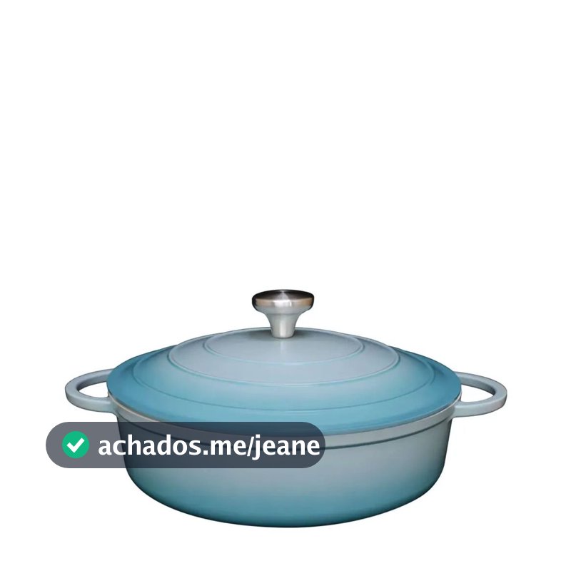 Panela Caçarola Azul Claro Cerâmica 29x8cm 4,2litros 10mm Le Chef