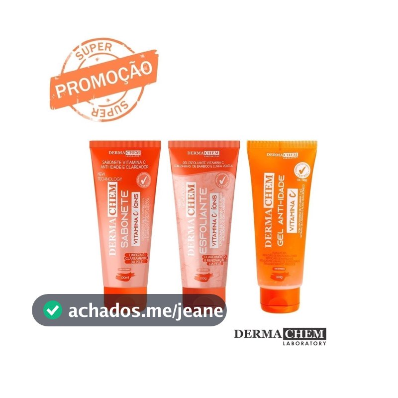 Anti-Idade Vitamina C Sabonete Esfoliante Gel Dermachem -Kit